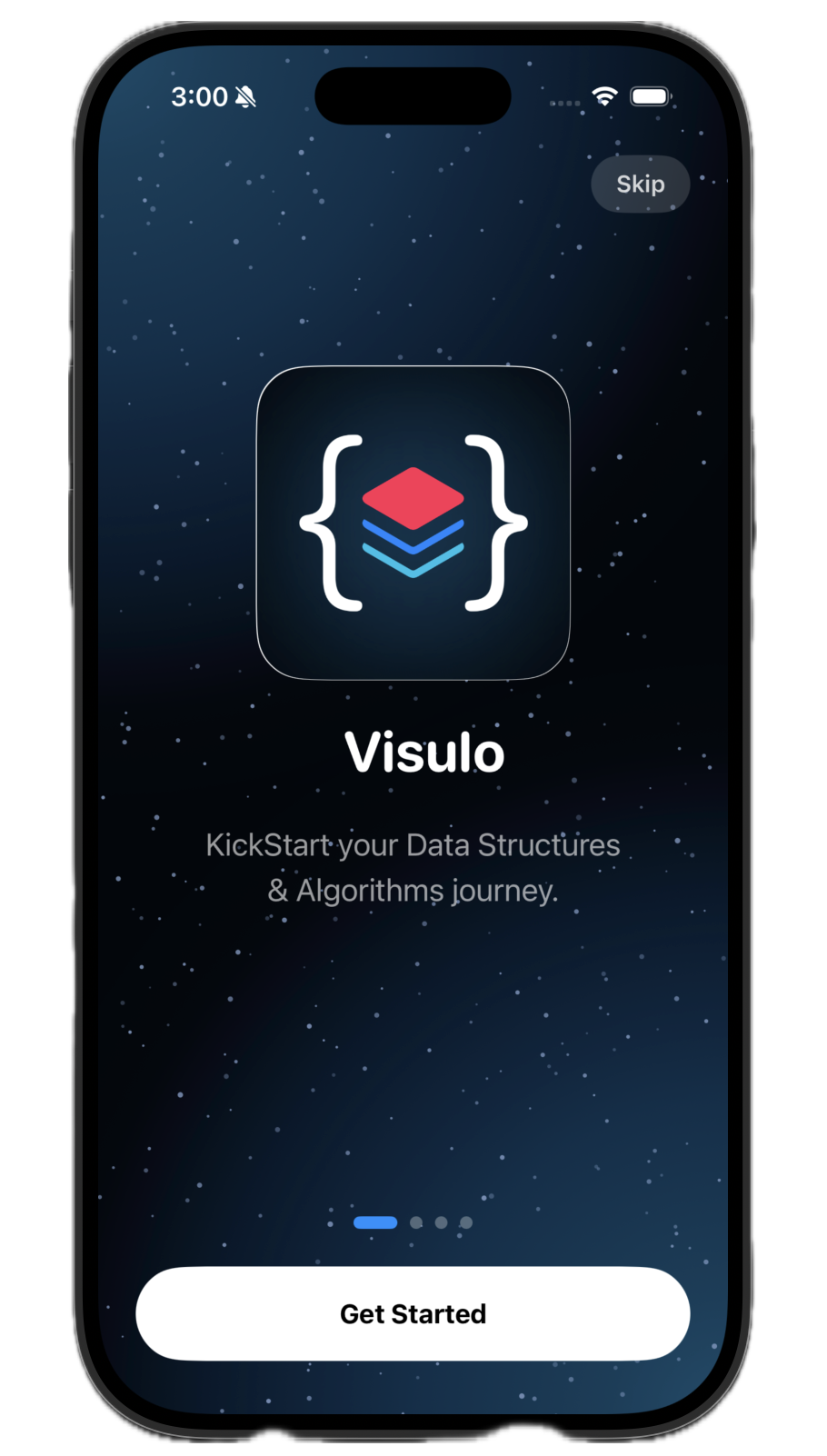 Visulo app home screen showing Data Structures and Algorithms modules
